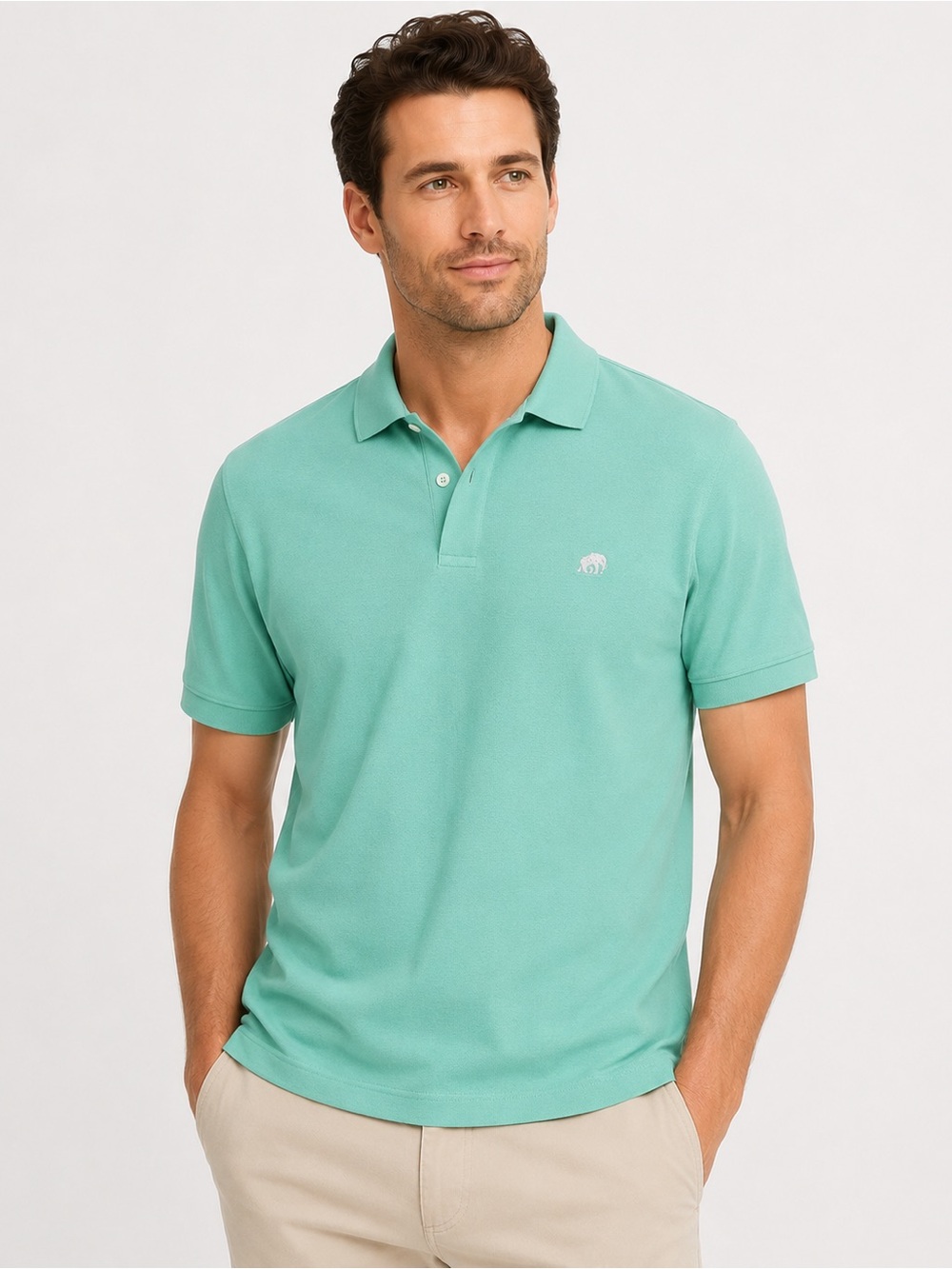 Banana Republic Green Polo Shirt Men’s Small Cotton Stretch Elephant Logo Casual